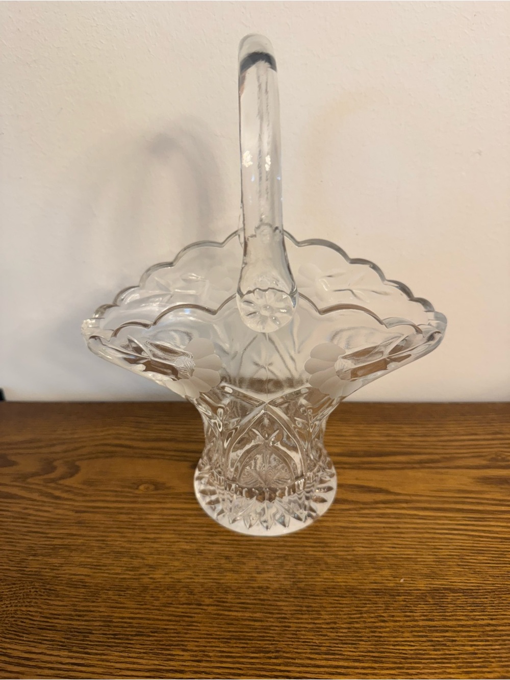 Vintage Princess House Crystal Heritage Romance Collection Handled Flower Basket